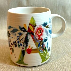 ANTHROPOLOGIE Starla Hoffman Petal  Palette Letter A mug